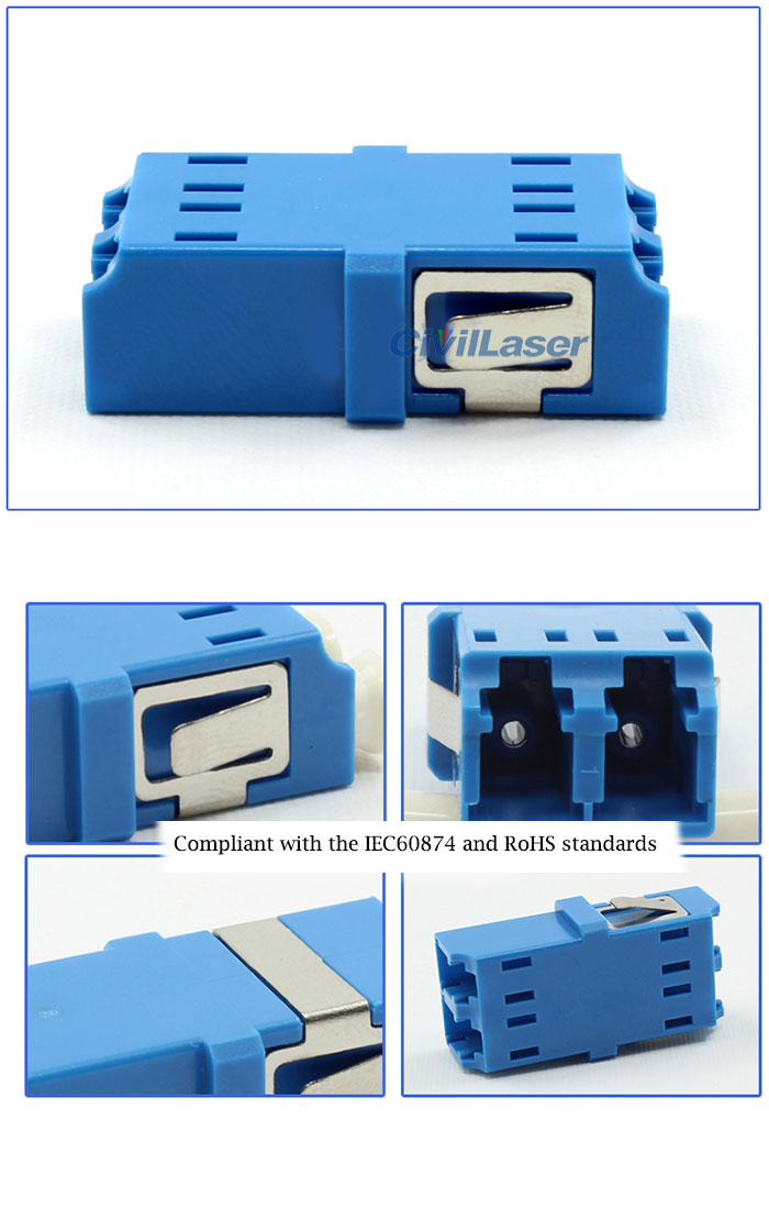 LC Integrated Type Singal Double Core Fiber Optic Adapter